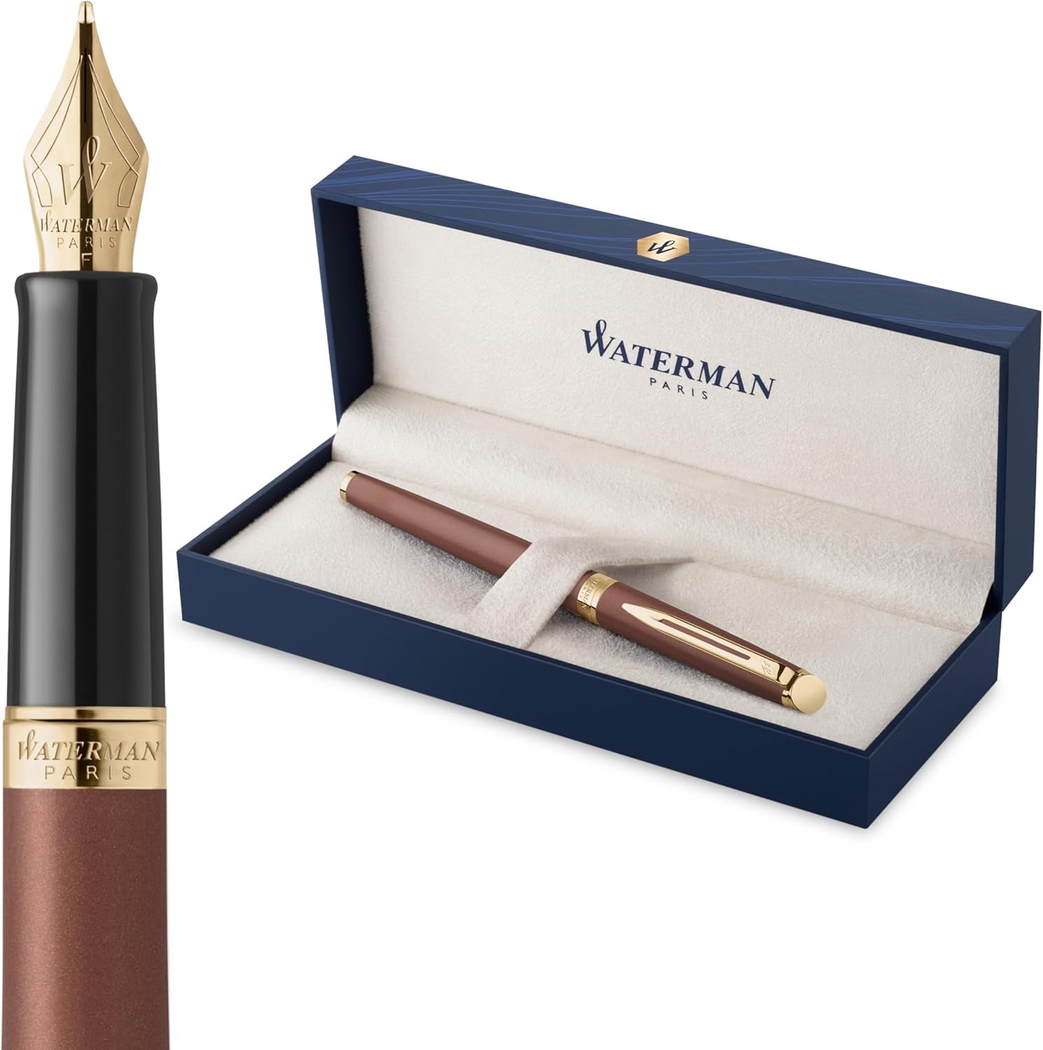 Waterman Hémisphère Fountain Pen | Copper Red (The Understated Edit Collection) | Fine Nib with Blue Ink | Gift Box