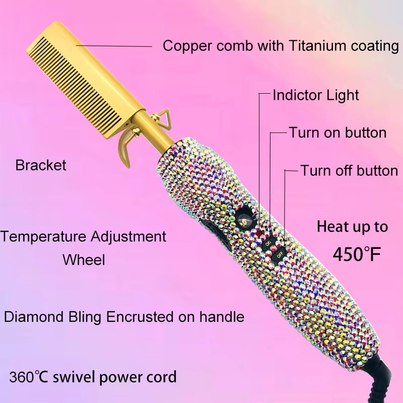 Hair Hot Tools Bling Crystal Diamondhair Styling Tools Kit Hairdryer Straightener Hot Comb Curling Wands Hair Styling Appliances