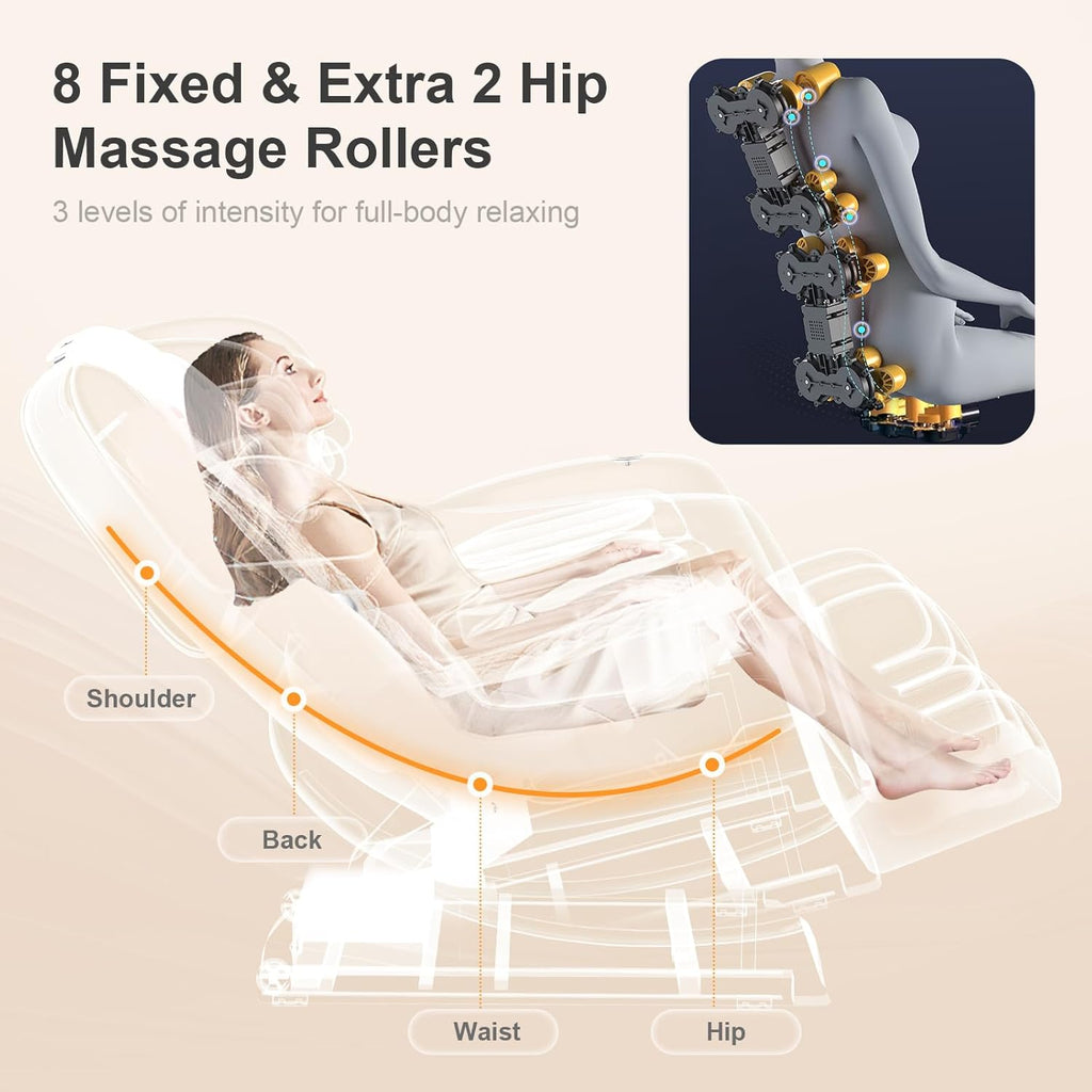 2026 Upgrade Massage Chair, Full Body Massage Chair with 10 Fix Points, Heating, Foot Massage, Auto Modes, Bluetooth Speaker, Touch Screen Controller, Zero Gravity Home Office