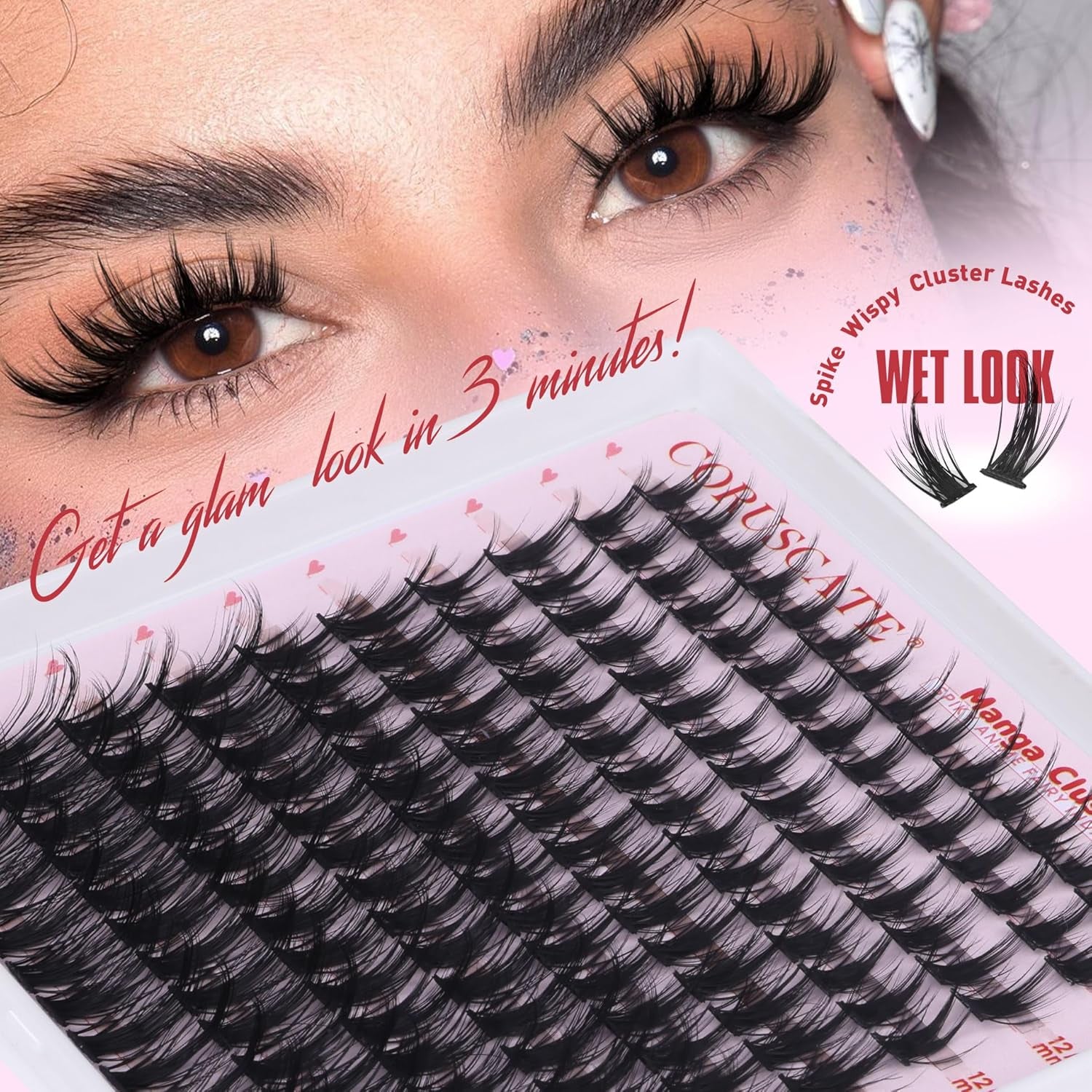 Manga Cluster Lashes Fairy Wispy Individual Eyelashes Anime Lashes Individual Cluster Natural Lash Clusters Asian Style Manhua Eyelash Clusters 10-18 MM DIY Wet Look Lash Extension
