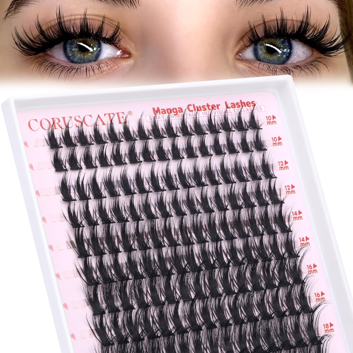 Manga Cluster Lashes Fairy Wispy Individual Eyelashes Anime Lashes Individual Cluster Natural Lash Clusters Asian Style Manhua Eyelash Clusters 10-18 MM DIY Wet Look Lash Extension