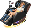 Massage Chair, Zero Gravity Massage Chair Full Body with 14 Fixed Rollers, Back, Waist & Foot Massage, 8 Airbags, Heating, Bluetooth and Control Screen, Wood Grain Leather