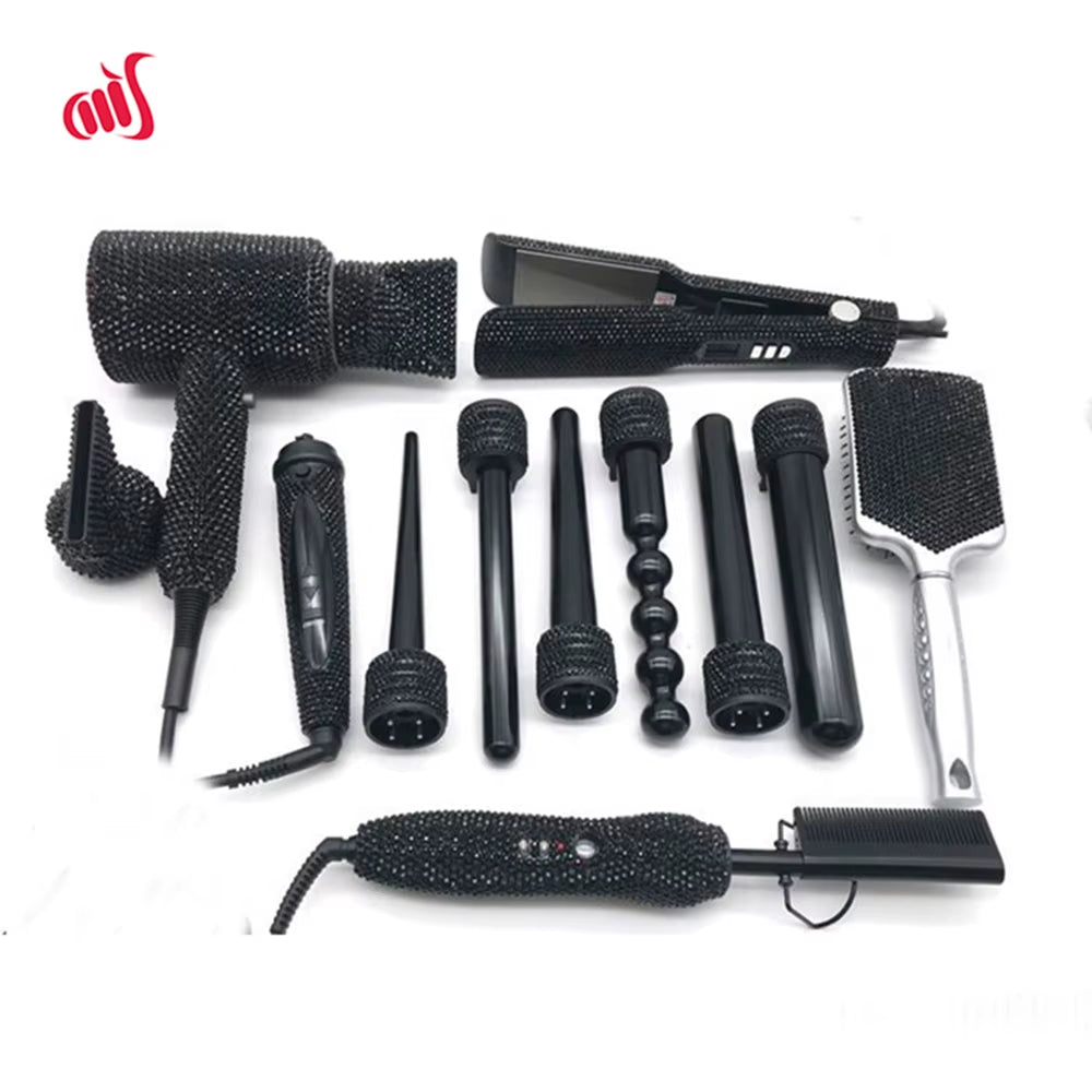 Hair Hot Tools Bling Crystal Diamondhair Styling Tools Kit Hairdryer Straightener Hot Comb Curling Wands Hair Styling Appliances