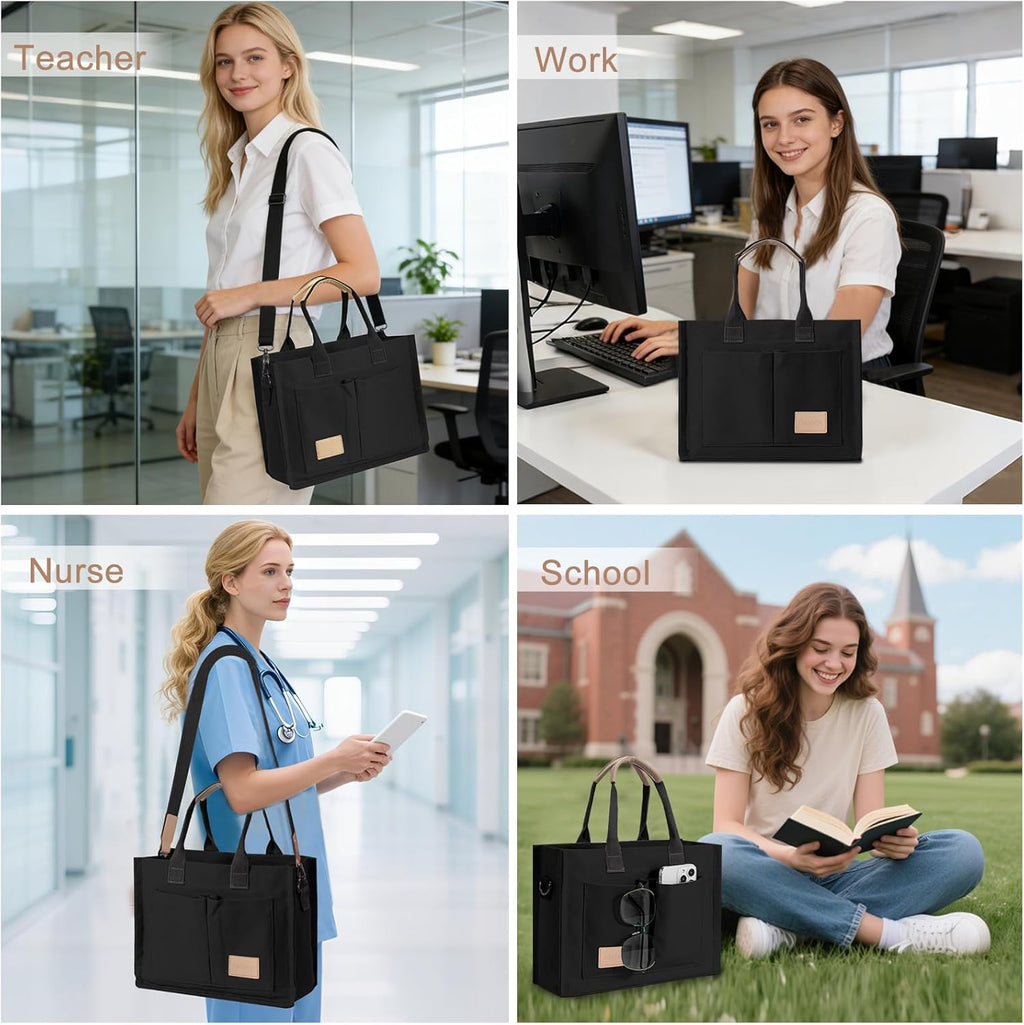 Canvas Tote Bag for Women Crossbody Work Purse with Pockets Top Handle Handbag Satchel Bags for Travel Nurse Teacher