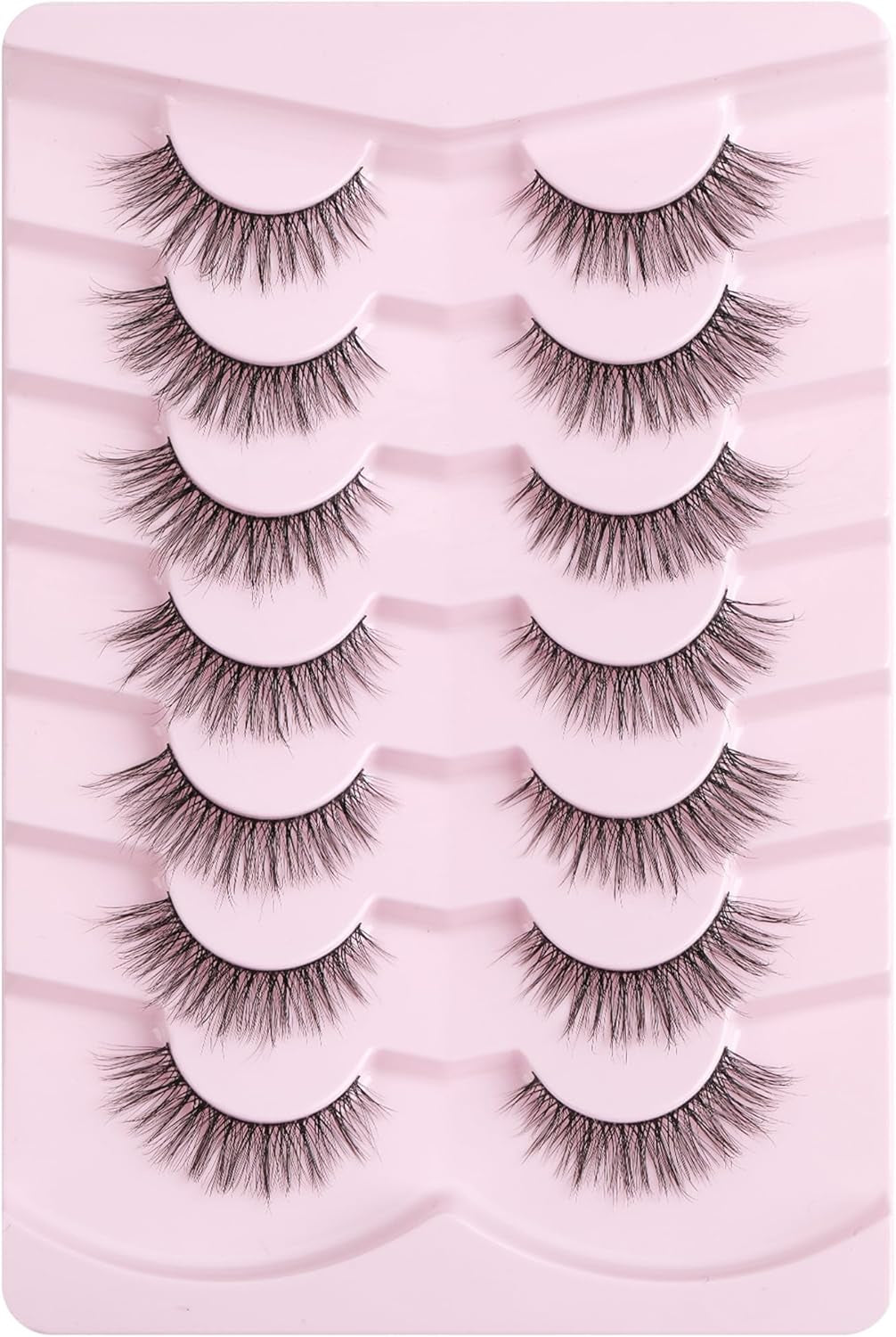 Natural Lashes Wispy Strip Eyelashes Natural Looking False Eye Lash Soft Flared Fake Eyelash Fluffy Thin Band Pack 7 Pairs D-K06