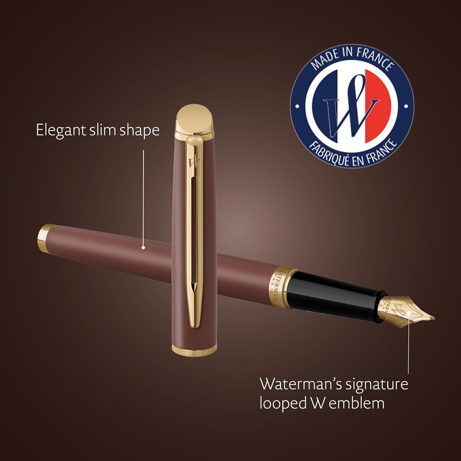Waterman Hémisphère Fountain Pen | Copper Red (The Understated Edit Collection) | Fine Nib with Blue Ink | Gift Box