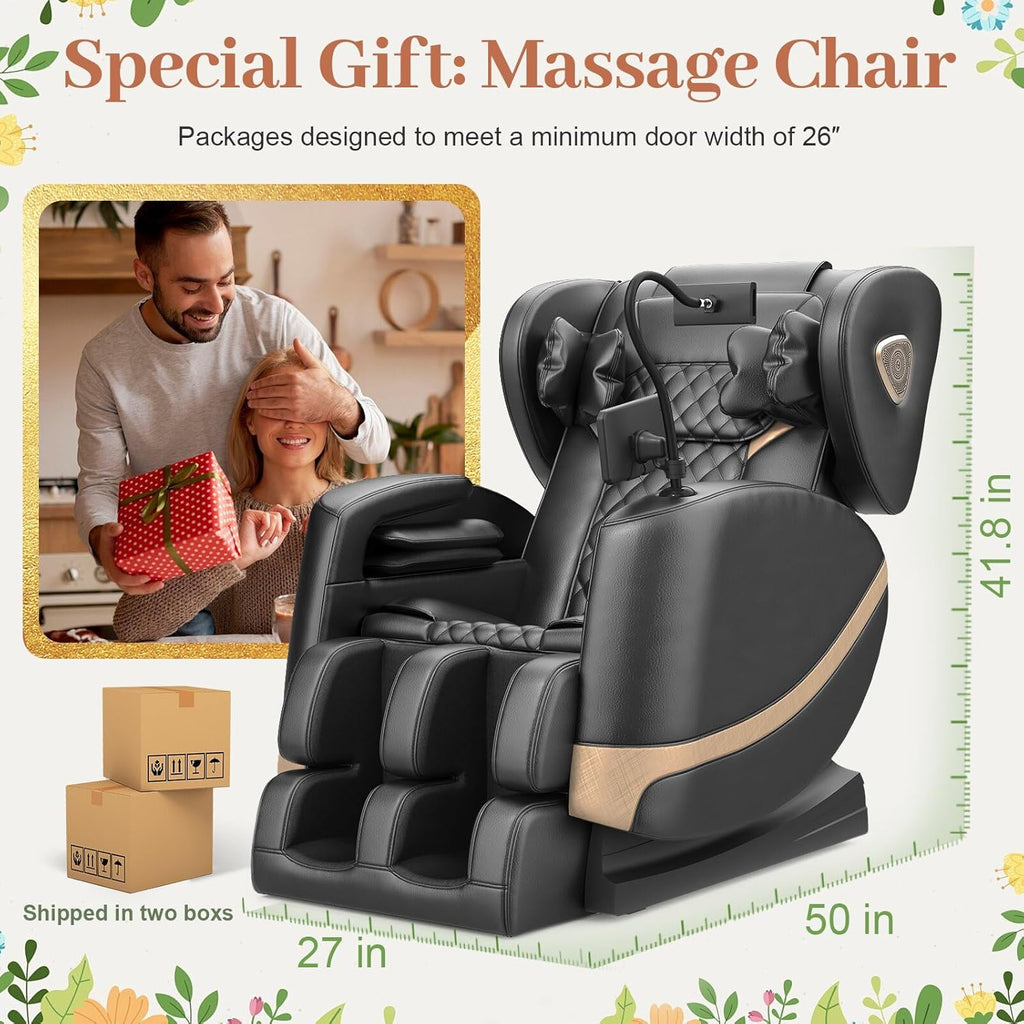 2026 Upgrade Massage Chair, Full Body Massage Chair with 10 Fix Points, Heating, Foot Massage, Auto Modes, Bluetooth Speaker, Touch Screen Controller, Zero Gravity Home Office