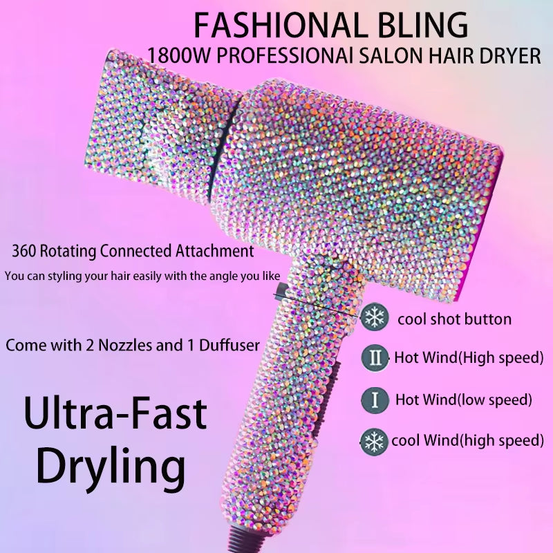 Hair Hot Tools Bling Crystal Diamondhair Styling Tools Kit Hairdryer Straightener Hot Comb Curling Wands Hair Styling Appliances