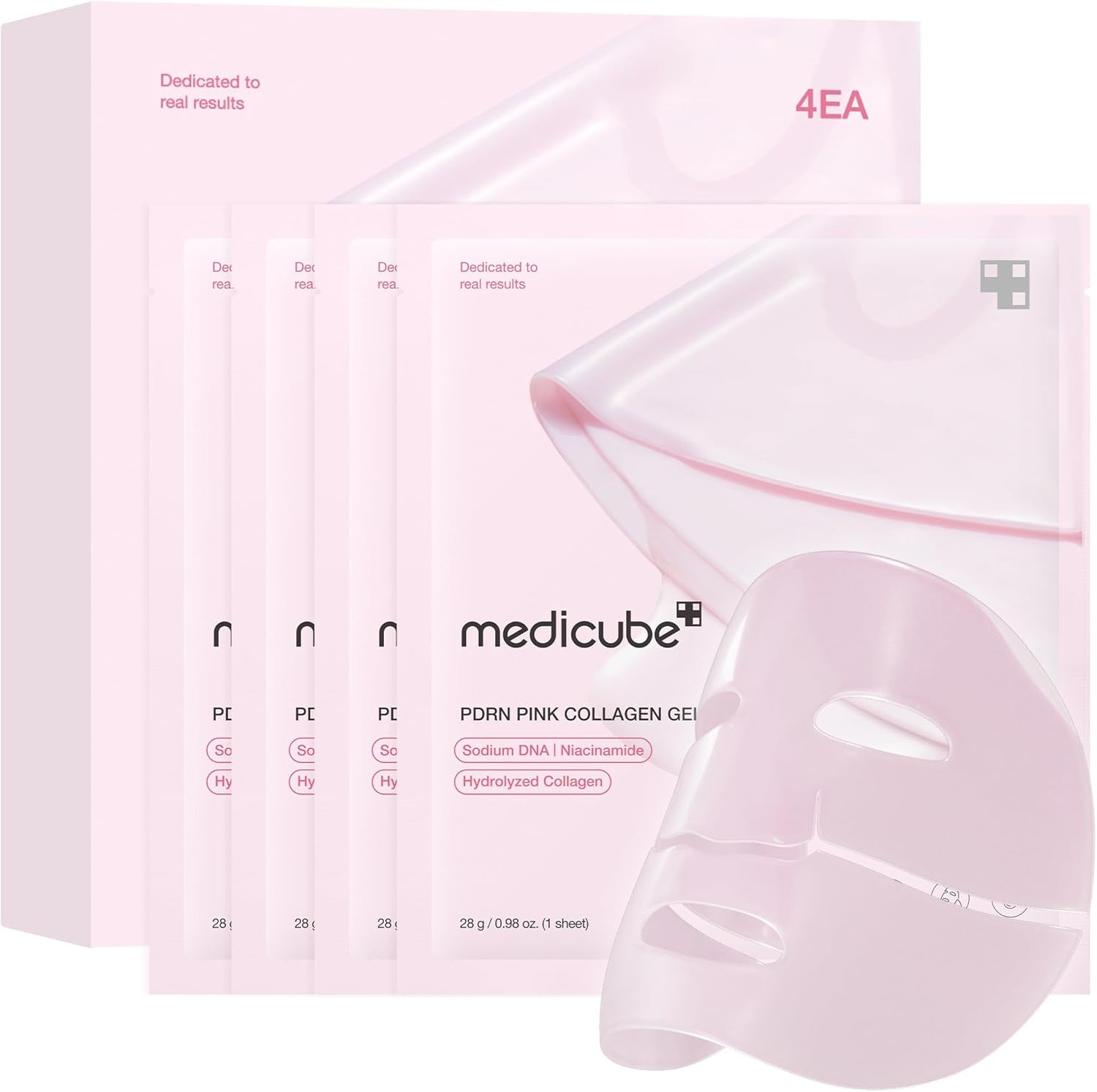 Salmon DNA PDRN Pink Collagen Jelly Gel Mask | Overnight Face Mask for Glass Glow Skin- Elasticity, Hydrating, Firming and Moisturising | Korean Skincare, 28G, 4Ea