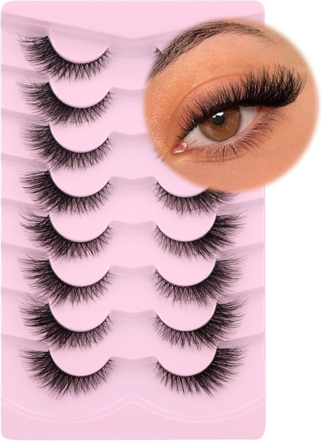 Fox Eye Lashes Wispy Eyelashes Natural Look Clear Band Lashes Fluffy Faux Mink Lashes Natural False Lashes Pack by  8 Pairs