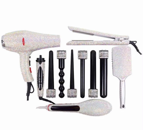 Hair Hot Tools Bling Crystal Diamondhair Styling Tools Kit Hairdryer Straightener Hot Comb Curling Wands Hair Styling Appliances