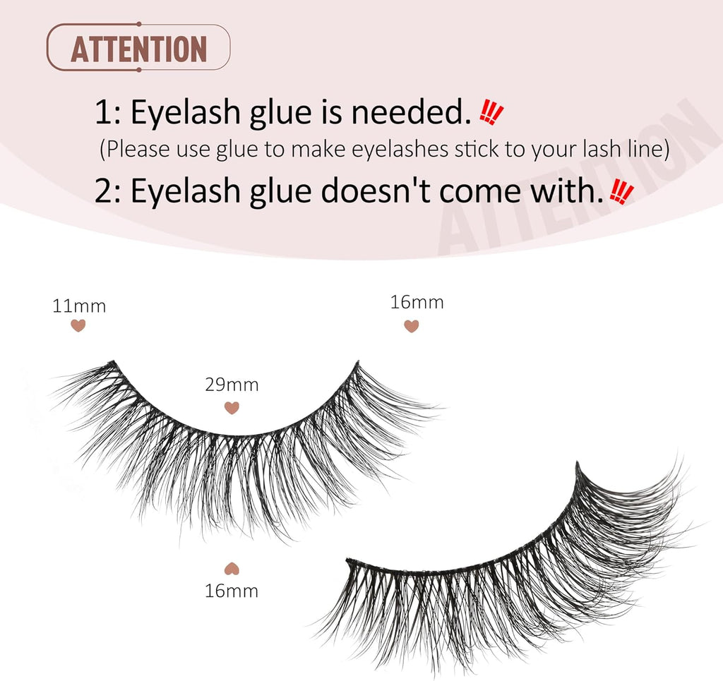 Natural Lashes Wispy Strip Eyelashes Natural Looking False Eye Lash Soft Flared Fake Eyelash Fluffy Thin Band Pack 7 Pairs D-K06