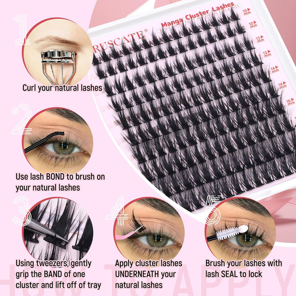Manga Cluster Lashes Fairy Wispy Individual Eyelashes Anime Lashes Individual Cluster Natural Lash Clusters Asian Style Manhua Eyelash Clusters 10-18 MM DIY Wet Look Lash Extension