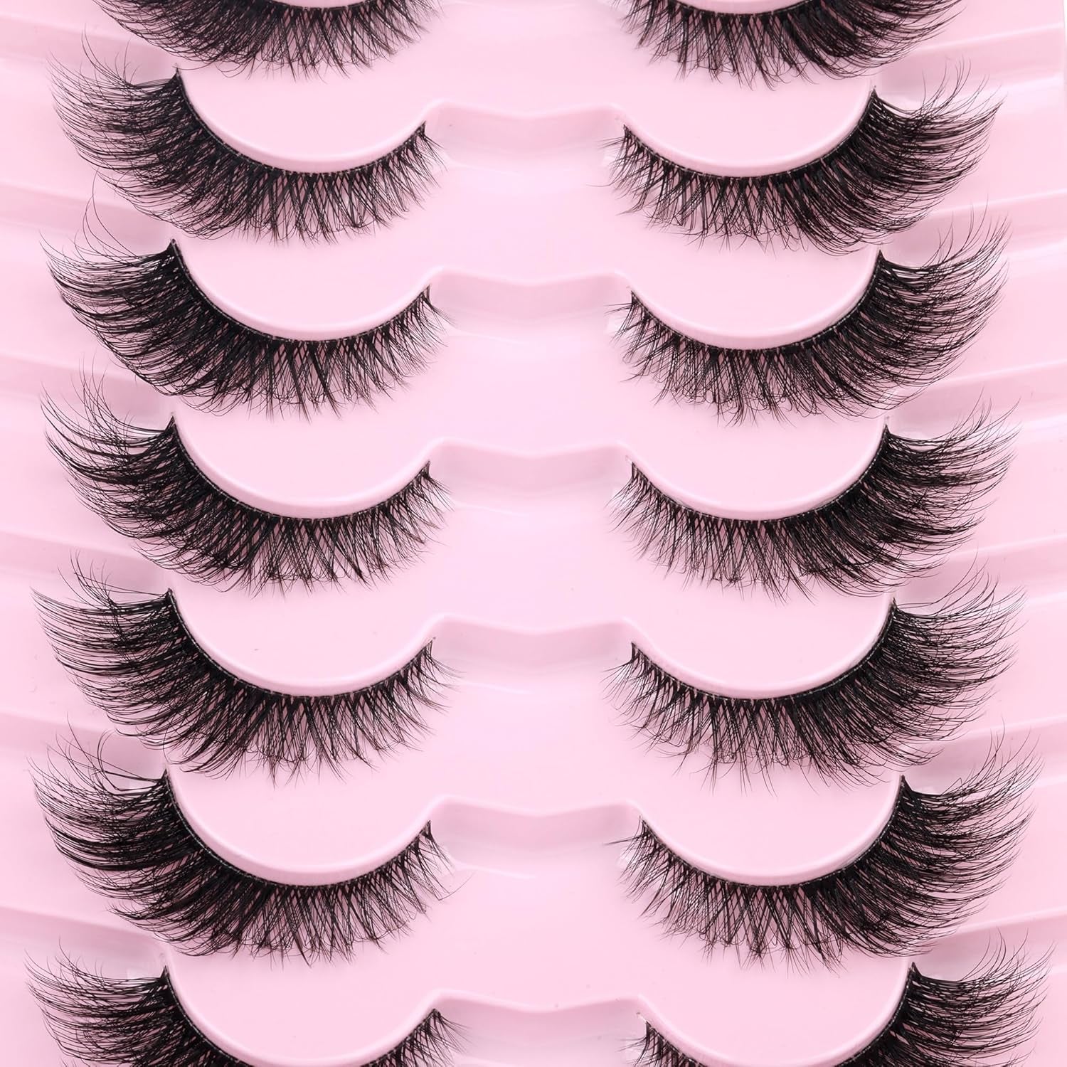 Fox Eye Lashes Wispy Eyelashes Natural Look Clear Band Lashes Fluffy Faux Mink Lashes Natural False Lashes Pack by  8 Pairs
