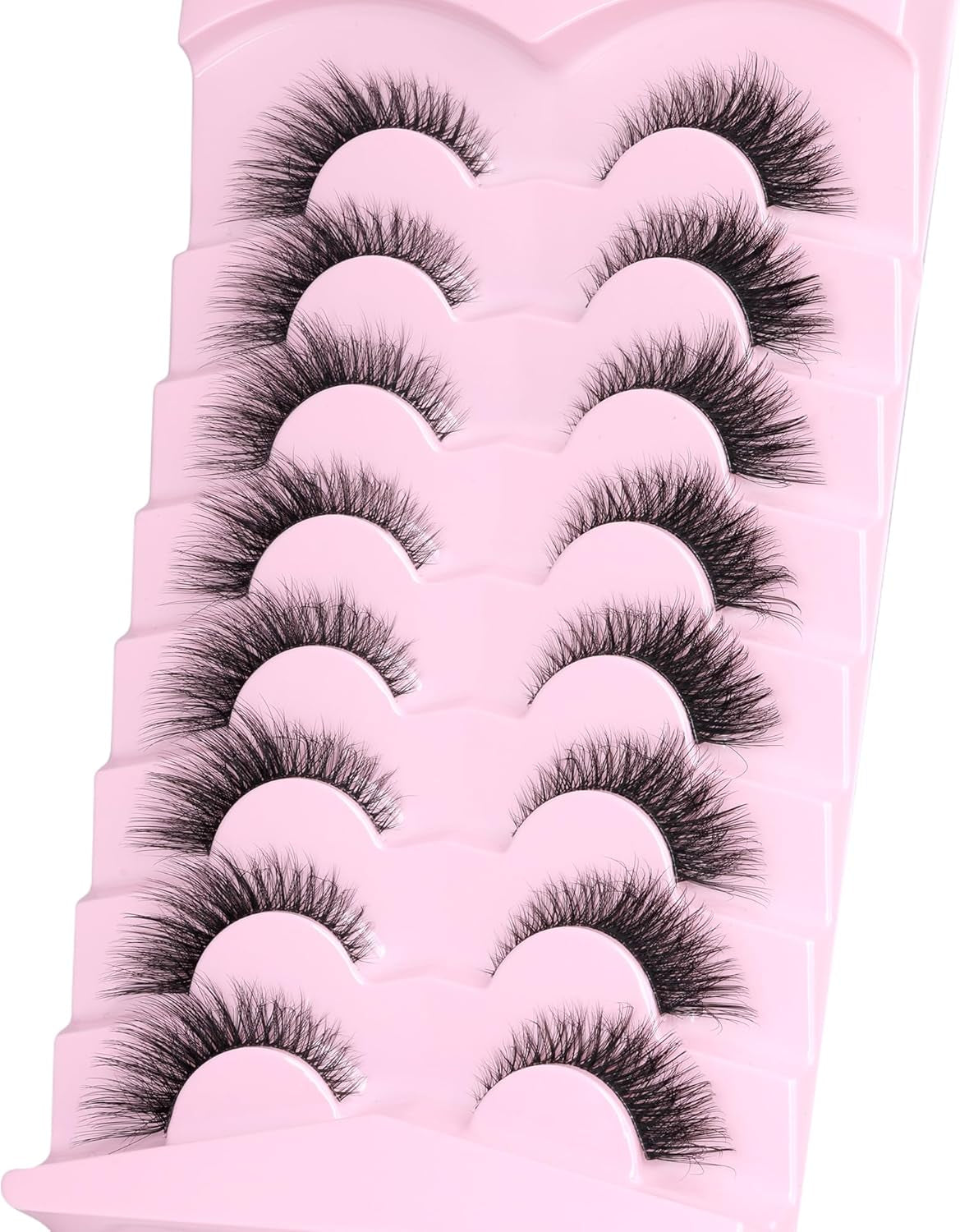 Fox Eye Lashes Wispy Eyelashes Natural Look Clear Band Lashes Fluffy Faux Mink Lashes Natural False Lashes Pack by  8 Pairs