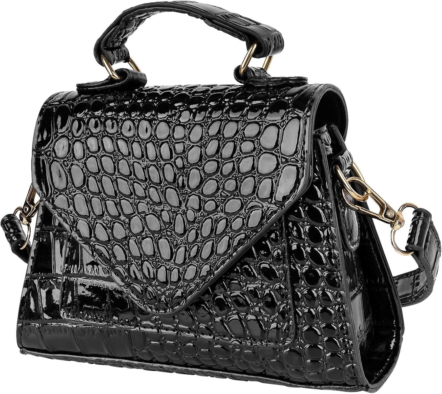 Small Crossbody Bags for Women, Vegan Leather Crocodile Pattern Mini Purse, Trendy Clutch Top Handle Shoulder Handbag