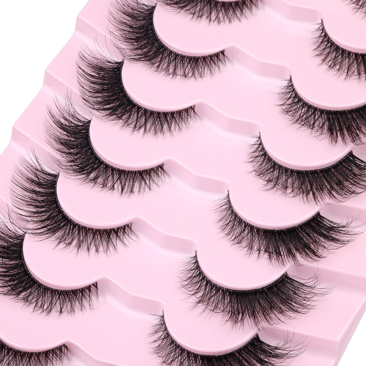 Fox Eye Lashes Wispy Eyelashes Natural Look Clear Band Lashes Fluffy Faux Mink Lashes Natural False Lashes Pack by  8 Pairs