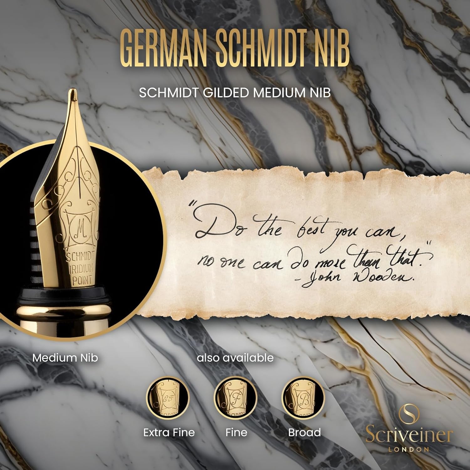Silver Chrome Fountain Pen - Stunning Luxury Pen, Real Gold Plating, Schmidt Gilded Nib (Medium), Best Pen Gift Set for Men & Women, Professional, Executive Office, Nice Designer Pens