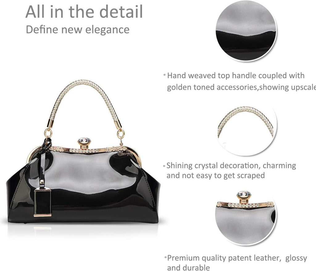 Handbags for Woman Patent Leather Glossy Shell Clutches Evening Bags Fashionable for Party